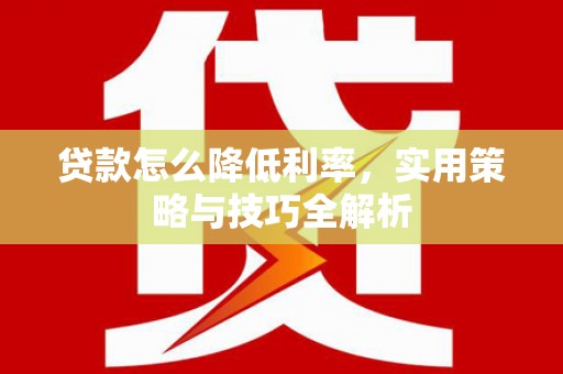铁力贷款怎么降低利率，实用策略与技巧全解析